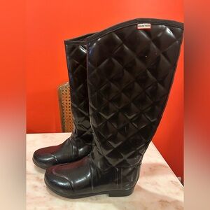 Hunter Quilted Black Rain Boots